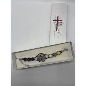 Power Through The Cross Power Medallion Bead Bracelet New